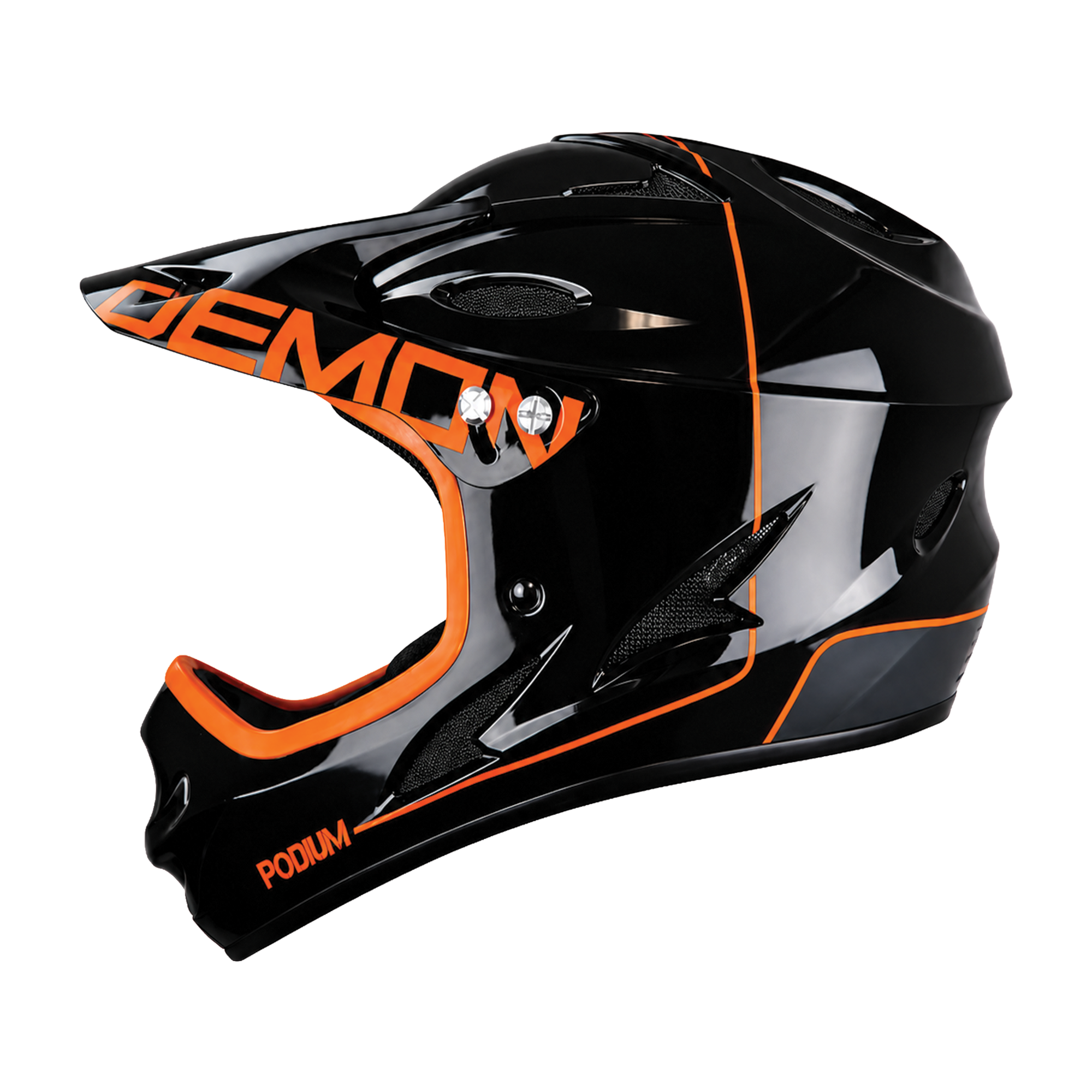 Demon Podium Full Face Bicycle Helmet- Gloss Black/Orange – Demon United