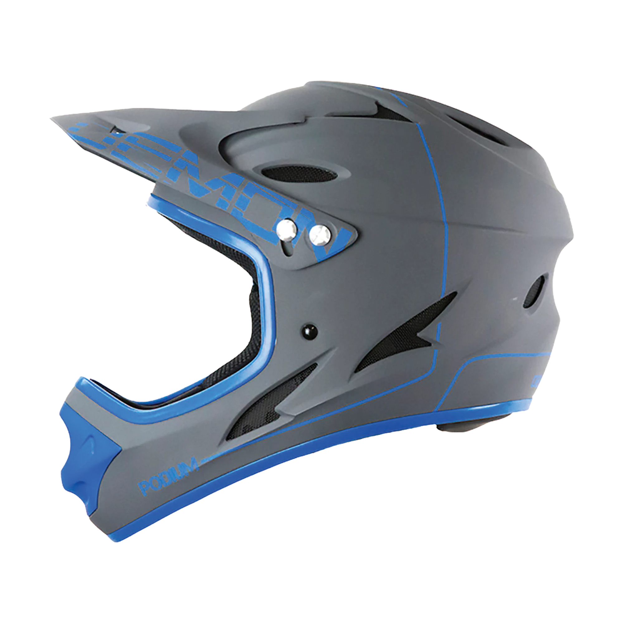Demon Podium Full Face Helmet Open Box – Grey/Blue