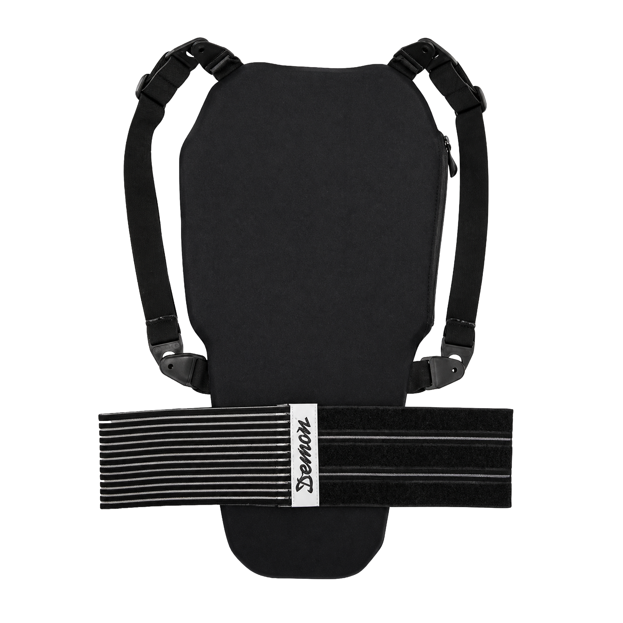 Black backpack with straps on a white background