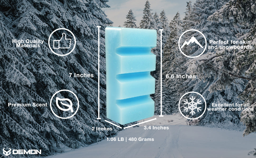 Demon Hyper Ski and Snowboard Wax -Universal Blend for Any Season and Snow Conditions- 1.06 LB/ 480 gm Block- Made in USA-
