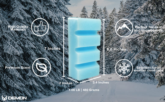 Demon Hyper Ski and Snowboard Wax -Universal Blend for Any Season and Snow Conditions- 1.06 LB/ 480 gm Block- Made in USA-