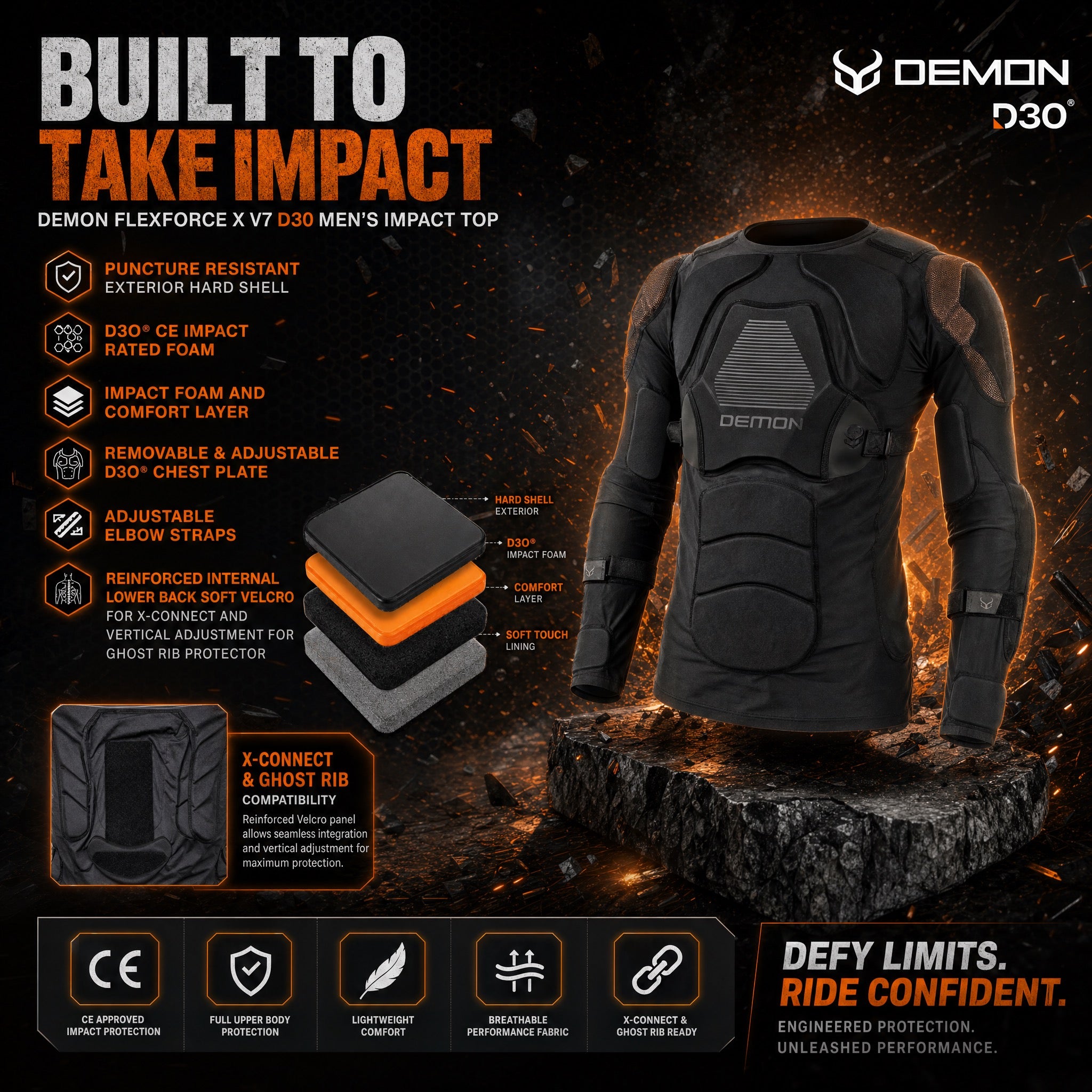 Demon United X V7 D3O® Men's Impact Top