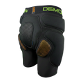 Black protective knee pads with a brand logo on a white background