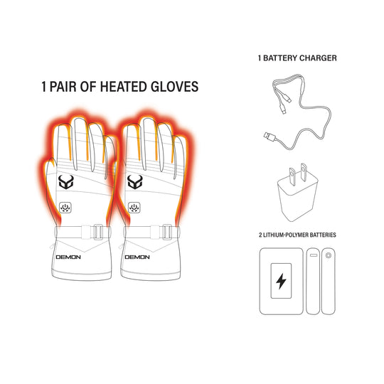 Demon Circuit Rechargeable Heated Waterproof Snow Gloves