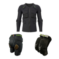 Demon Zero PLUS Full Metal Loadout — padded top, padded shorts and Zero D3O knee pads snowboard bundle on white