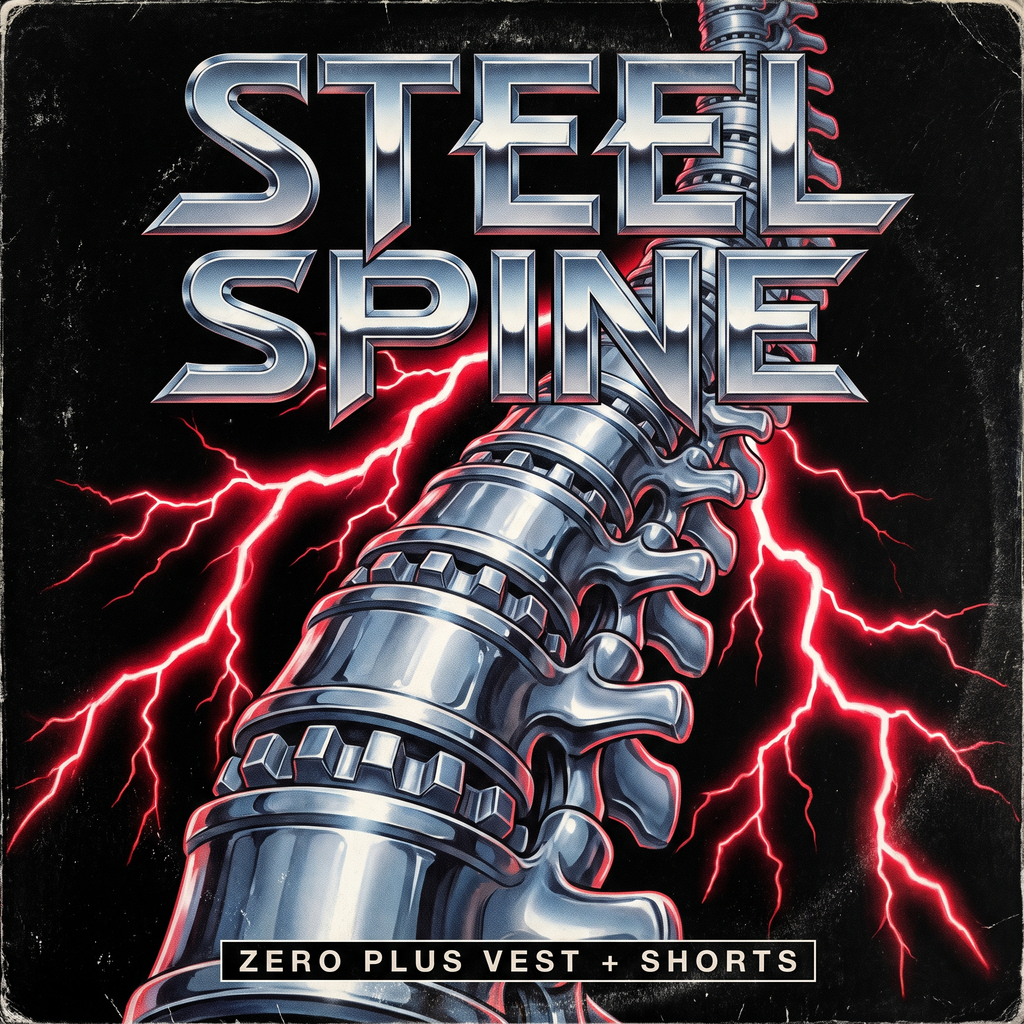 Steel Spine Kit album cover art — Demon Zero PLUS vest and shorts snowboard bundle