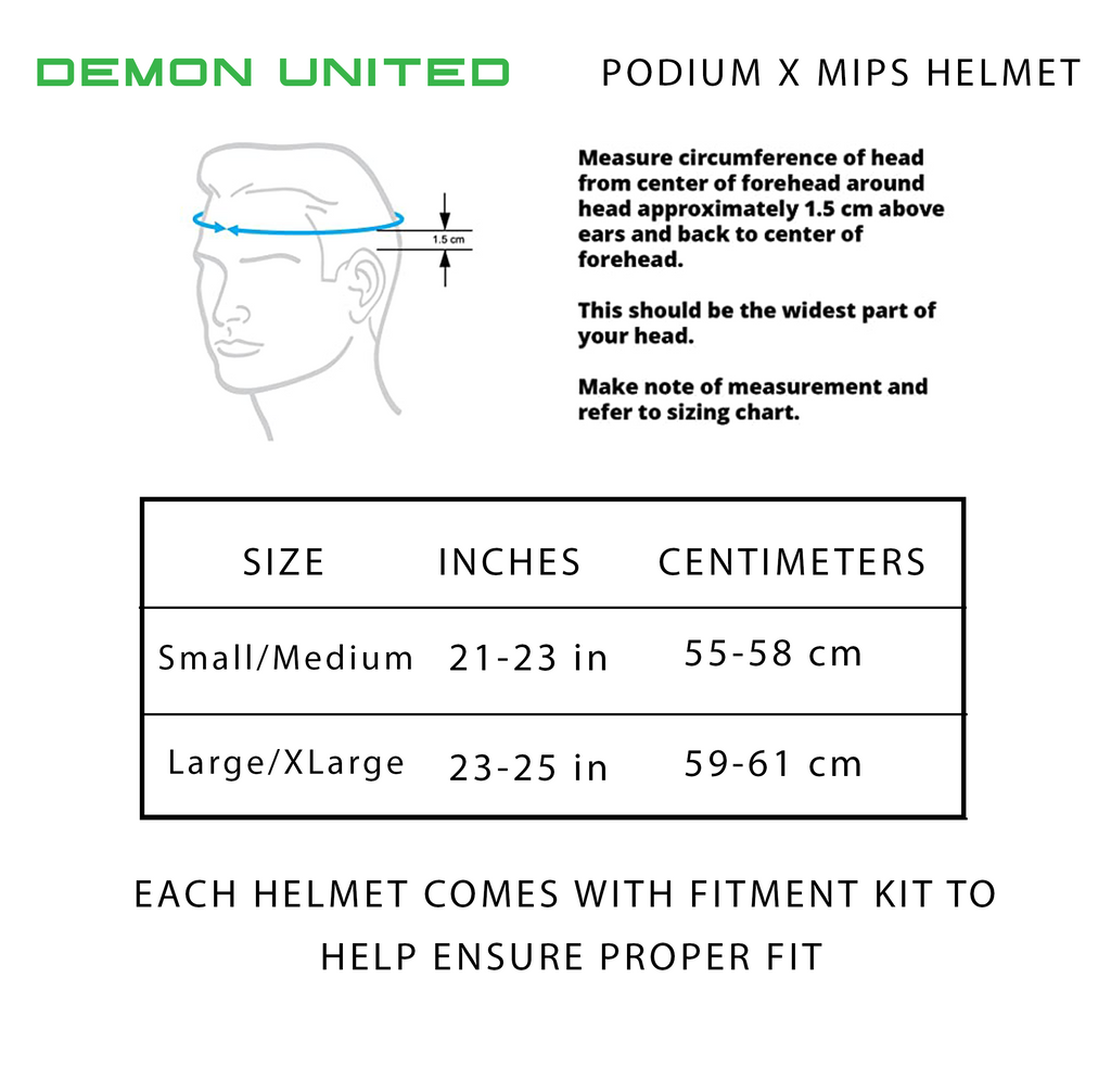 23 inch bike helmet size Demon Podium X Helmet MIPS Cyan with Matte Black / Large/Xlarge 59-61 cm