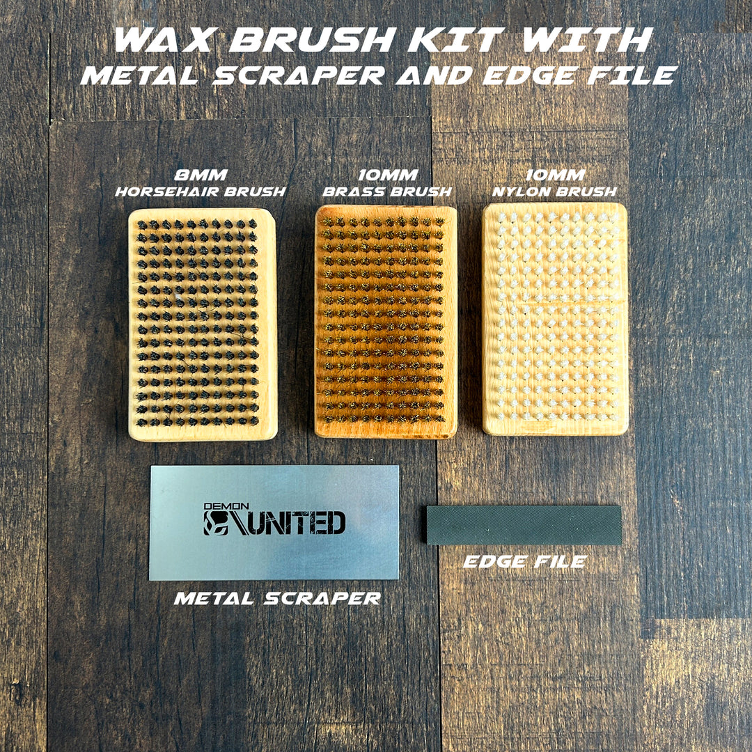 Demon Ski/Snowboard Wax Brush Kit - Includes Metal Scraper and Edge File