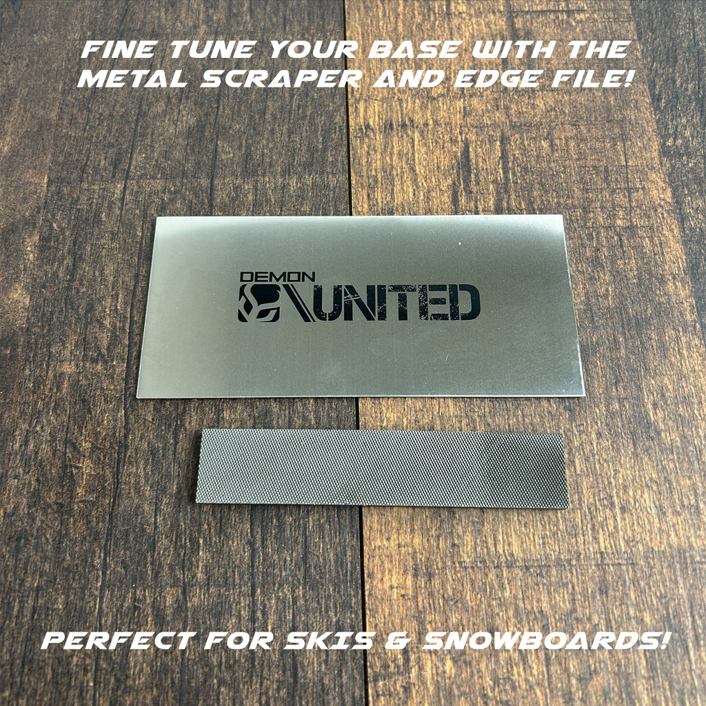 Demon Ski/Snowboard Wax Brush Kit - Includes Metal Scraper and Edge File