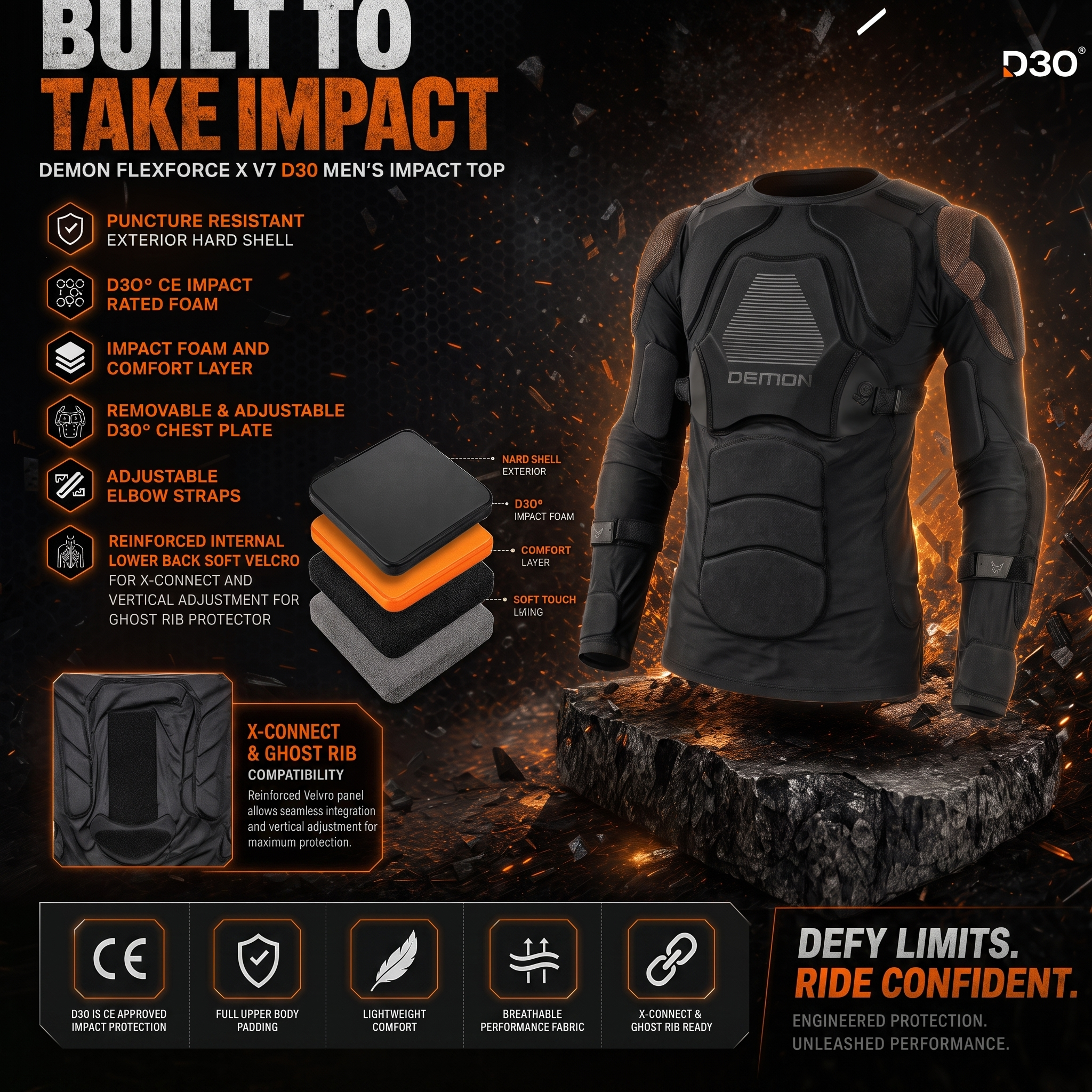 Demon United X V7 D3O® Men's Impact Padded Top