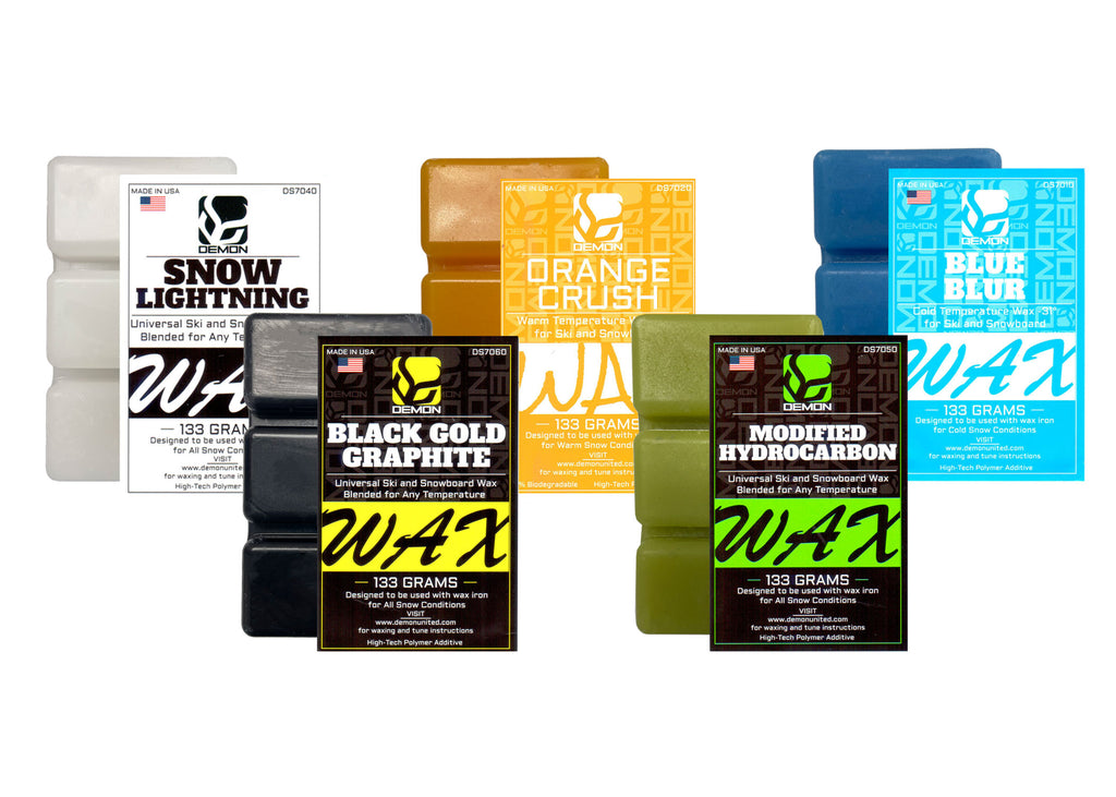 Demon United All Season Ski & Snowboard Speed Wax Kit, 133 Grams of each Temperature of Snowboard Wax, 1.4 Lbs of Total Ski Wax, Black