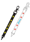Pair of Snowboard leashes featuring durable webbing strap decorated with stars and the "Demon" logo.