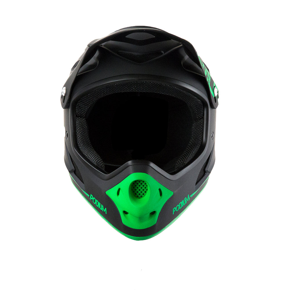 Demon Podium Full Face Bicycle Helmet- Black/Green LARGE / Black/Green / BRAIN TEASER AUDIO