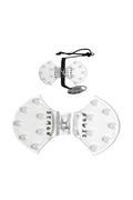 A clear, polycarbonate stomplock combo pack designed for snowboard security, featuring integrated stomp pad and locking device, with the brand name 'Demon' visible.