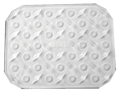 A clear diamond plate stomp pad with textured design
